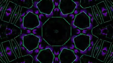 Psikedelik Kaleydoskop Patlaması simetrik kaleydoskop şekilleri patlıyor ve canlı renklerle beatendly döngülerde şekil değiştiriyor