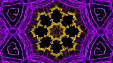 Psikedelik Kaleydoskop Patlaması simetrik kaleydoskop şekilleri patlıyor ve canlı renklerle beatendly döngülerde şekil değiştiriyor
