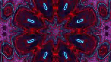 Psikedelik Kaleydoskop Patlaması simetrik kaleydoskop şekilleri patlıyor ve canlı renklerle beatendly döngülerde şekil değiştiriyor