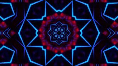 Psikedelik Kaleydoskop Patlaması simetrik kaleydoskop şekilleri patlıyor ve canlı renklerle beatendly döngülerde şekil değiştiriyor