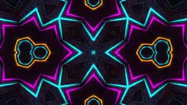 Psikedelik Kaleydoskop Patlaması simetrik kaleydoskop şekilleri patlıyor ve canlı renklerle beatendly döngülerde şekil değiştiriyor