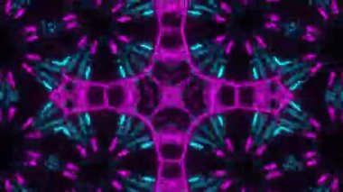 Psikedelik Kaleydoskop Patlaması simetrik kaleydoskop şekilleri patlıyor ve canlı renklerle beatendly döngülerde şekil değiştiriyor