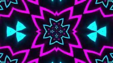 Psikedelik Kaleydoskop Patlaması simetrik kaleydoskop şekilleri patlıyor ve canlı renklerle beatendly döngülerde şekil değiştiriyor