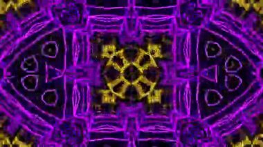 Psikedelik Kaleydoskop Patlaması simetrik kaleydoskop şekilleri patlıyor ve canlı renklerle beatendly döngülerde şekil değiştiriyor