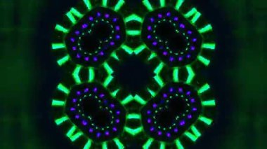 Psikedelik Kaleydoskop Patlaması simetrik kaleydoskop şekilleri patlıyor ve canlı renklerle beatendly döngülerde şekil değiştiriyor