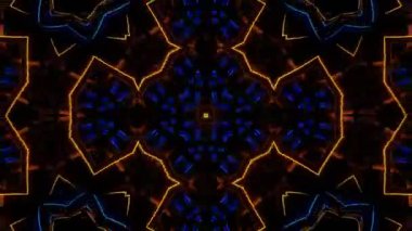 Psikedelik Kaleydoskop Patlaması simetrik kaleydoskop şekilleri patlıyor ve canlı renklerle beatendly döngülerde şekil değiştiriyor