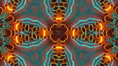 Psikedelik Kaleydoskop Patlaması simetrik kaleydoskop şekilleri patlıyor ve canlı renklerle beatendly döngülerde şekil değiştiriyor