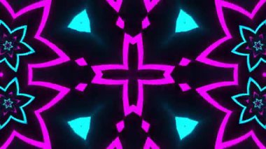 Psikedelik Kaleydoskop Patlaması simetrik kaleydoskop şekilleri patlıyor ve canlı renklerle beatendly döngülerde şekil değiştiriyor
