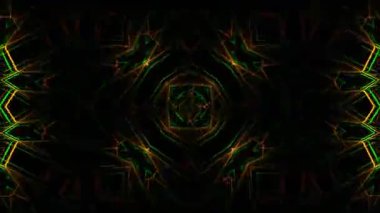 Psikedelik Kaleydoskop Patlaması simetrik kaleydoskop şekilleri patlıyor ve canlı renklerle beatendly döngülerde şekil değiştiriyor