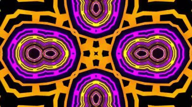 Psikedelik Kaleydoskop Patlaması simetrik kaleydoskop şekilleri patlıyor ve canlı renklerle beatendly döngülerde şekil değiştiriyor