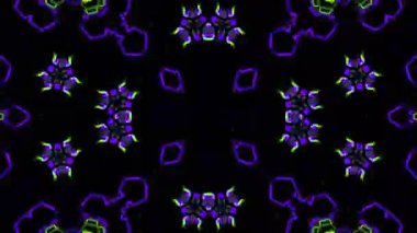 Psikedelik Kaleydoskop Patlaması simetrik kaleydoskop şekilleri patlıyor ve canlı renklerle beatendly döngülerde şekil değiştiriyor