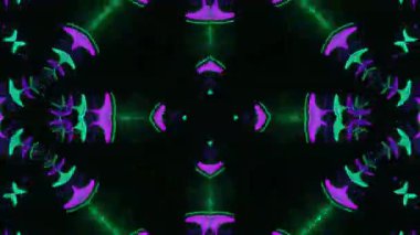 Psikedelik Kaleydoskop Patlaması simetrik kaleydoskop şekilleri patlıyor ve canlı renklerle beatendly döngülerde şekil değiştiriyor