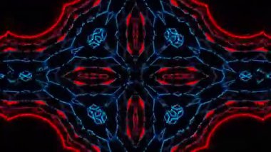 Psikedelik Kaleydoskop Patlaması simetrik kaleydoskop şekilleri patlıyor ve canlı renklerle beatendly döngülerde şekil değiştiriyor