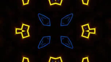 Psikedelik Kaleydoskop Patlaması simetrik kaleydoskop şekilleri patlıyor ve canlı renklerle beatendly döngülerde şekil değiştiriyor