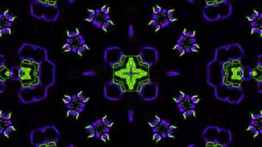 Psikedelik Kaleydoskop Patlaması simetrik kaleydoskop şekilleri patlıyor ve canlı renklerle beatendly döngülerde şekil değiştiriyor