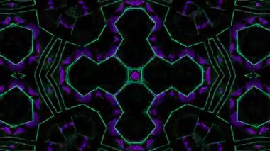 Psikedelik Kaleydoskop Patlaması simetrik kaleydoskop şekilleri patlıyor ve canlı renklerle beatendly döngülerde şekil değiştiriyor