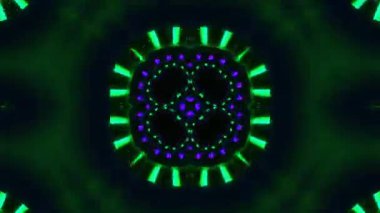 Psikedelik Kaleydoskop Patlaması simetrik kaleydoskop şekilleri patlıyor ve canlı renklerle beatendly döngülerde şekil değiştiriyor