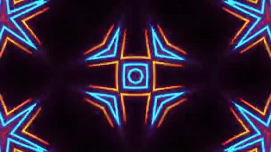 Psikedelik Kaleydoskop Patlaması simetrik kaleydoskop şekilleri patlıyor ve canlı renklerle beatendly döngülerde şekil değiştiriyor