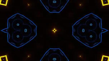 Psikedelik Kaleydoskop Patlaması simetrik kaleydoskop şekilleri patlıyor ve canlı renklerle beatendly döngülerde şekil değiştiriyor