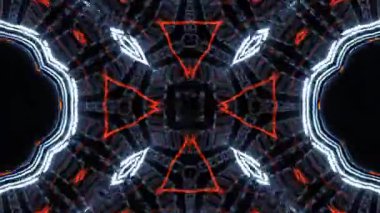 Psikedelik Kaleydoskop Patlaması simetrik kaleydoskop şekilleri patlıyor ve canlı renklerle beatendly döngülerde şekil değiştiriyor