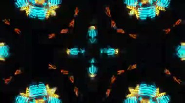 Psikedelik Kaleydoskop Patlaması simetrik kaleydoskop şekilleri patlıyor ve canlı renklerle beatendly döngülerde şekil değiştiriyor