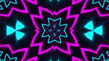 Psikedelik Kaleydoskop Patlaması simetrik kaleydoskop şekilleri patlıyor ve canlı renklerle beatendly döngülerde şekil değiştiriyor