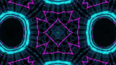 Psikedelik Kaleydoskop Patlaması simetrik kaleydoskop şekilleri patlıyor ve canlı renklerle beatendly döngülerde şekil değiştiriyor
