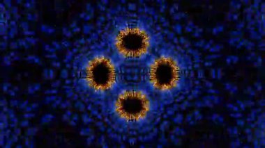 Psikedelik Kaleydoskop Patlaması simetrik kaleydoskop şekilleri patlıyor ve canlı renklerle beatendly döngülerde şekil değiştiriyor