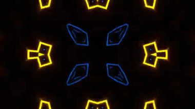 Psikedelik Kaleydoskop Patlaması simetrik kaleydoskop şekilleri patlıyor ve canlı renklerle beatendly döngülerde şekil değiştiriyor