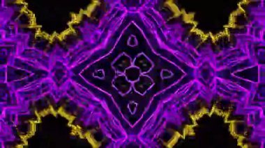 Psikedelik Kaleydoskop Patlaması simetrik kaleydoskop şekilleri patlıyor ve canlı renklerle beatendly döngülerde şekil değiştiriyor
