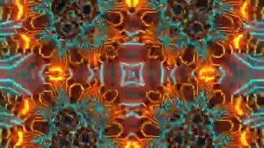 Psikedelik Kaleydoskop Patlaması simetrik kaleydoskop şekilleri patlıyor ve canlı renklerle beatendly döngülerde şekil değiştiriyor