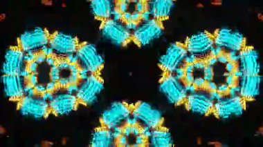 Psikedelik Kaleydoskop Patlaması simetrik kaleydoskop şekilleri patlıyor ve canlı renklerle beatendly döngülerde şekil değiştiriyor