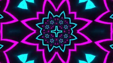 Psikedelik Kaleydoskop Patlaması simetrik kaleydoskop şekilleri patlıyor ve canlı renklerle beatendly döngülerde şekil değiştiriyor