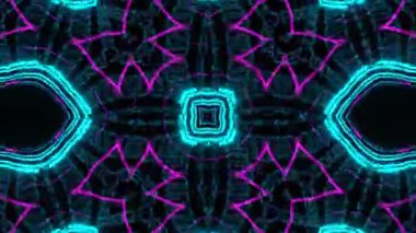 Psikedelik Kaleydoskop Patlaması simetrik kaleydoskop şekilleri patlıyor ve canlı renklerle beatendly döngülerde şekil değiştiriyor