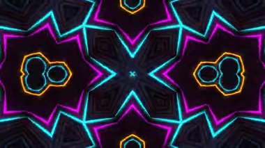 Psikedelik Kaleydoskop Patlaması simetrik kaleydoskop şekilleri patlıyor ve canlı renklerle beatendly döngülerde şekil değiştiriyor