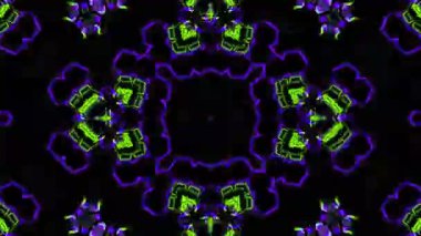 Psikedelik Kaleydoskop Patlaması simetrik kaleydoskop şekilleri patlıyor ve canlı renklerle beatendly döngülerde şekil değiştiriyor