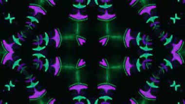 Psikedelik Kaleydoskop Patlaması simetrik kaleydoskop şekilleri patlıyor ve canlı renklerle beatendly döngülerde şekil değiştiriyor