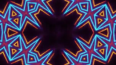 Psikedelik Kaleydoskop Patlaması simetrik kaleydoskop şekilleri patlıyor ve canlı renklerle beatendly döngülerde şekil değiştiriyor