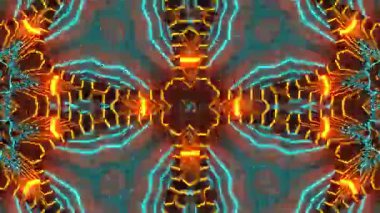 Psikedelik Kaleydoskop Patlaması simetrik kaleydoskop şekilleri patlıyor ve canlı renklerle beatendly döngülerde şekil değiştiriyor