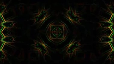 Psikedelik Kaleydoskop Patlaması simetrik kaleydoskop şekilleri patlıyor ve canlı renklerle beatendly döngülerde şekil değiştiriyor