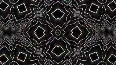 Psikedelik Kaleydoskop Patlaması simetrik kaleydoskop şekilleri patlıyor ve canlı renklerle beatendly döngülerde şekil değiştiriyor