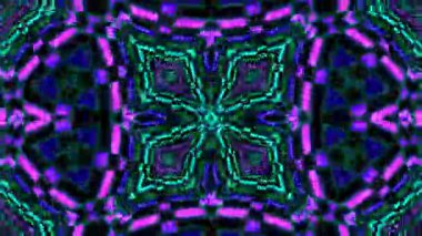 Psikedelik Kaleydoskop Patlaması simetrik kaleydoskop şekilleri patlıyor ve canlı renklerle beatendly döngülerde şekil değiştiriyor