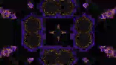 Psikedelik Kaleydoskop Patlaması simetrik kaleydoskop şekilleri patlıyor ve canlı renklerle beatendly döngülerde şekil değiştiriyor