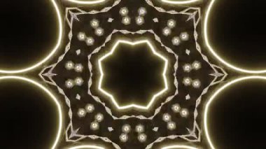 Psikedelik Kaleydoskop Patlaması simetrik kaleydoskop şekilleri patlıyor ve canlı renklerle beatendly döngülerde şekil değiştiriyor