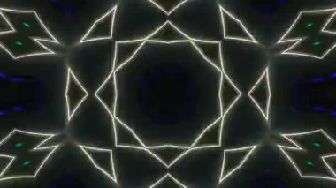 Psikedelik Kaleydoskop Patlaması simetrik kaleydoskop şekilleri patlıyor ve canlı renklerle beatendly döngülerde şekil değiştiriyor