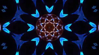 Psikedelik Kaleydoskop Patlaması simetrik kaleydoskop şekilleri patlıyor ve canlı renklerle beatendly döngülerde şekil değiştiriyor