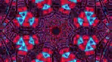 Psikedelik Kaleydoskop Patlaması simetrik kaleydoskop şekilleri patlıyor ve canlı renklerle beatendly döngülerde şekil değiştiriyor