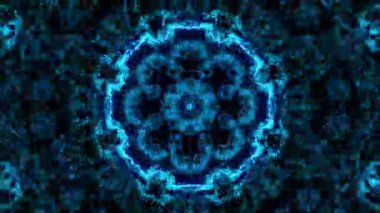 Psikedelik Kaleydoskop Patlaması simetrik kaleydoskop şekilleri patlıyor ve canlı renklerle beatendly döngülerde şekil değiştiriyor