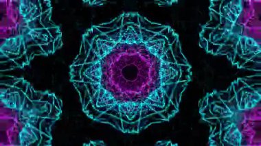 Psikedelik Kaleydoskop Patlaması simetrik kaleydoskop şekilleri patlıyor ve canlı renklerle beatendly döngülerde şekil değiştiriyor