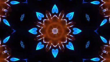 Psikedelik Kaleydoskop Patlaması simetrik kaleydoskop şekilleri patlıyor ve canlı renklerle beatendly döngülerde şekil değiştiriyor